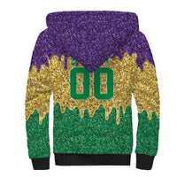 Custom Mardi Gras Dripping Sherpa Hoodie Baseball Sparkling Drip Motif - Wonder Print Shop