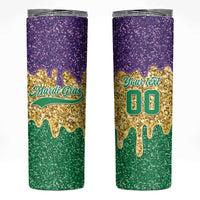 Custom Mardi Gras Dripping Skinny Tumbler Baseball Sparkling Drip Motif - Wonder Print Shop
