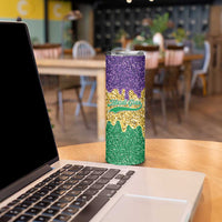 Custom Mardi Gras Dripping Skinny Tumbler Baseball Sparkling Drip Motif - Wonder Print Shop
