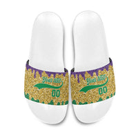 Custom Mardi Gras Dripping Slide Sandals Baseball Sparkling Drip Motif - Wonder Print Shop