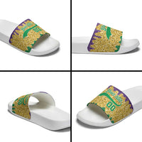 Custom Mardi Gras Dripping Slide Sandals Baseball Sparkling Drip Motif - Wonder Print Shop