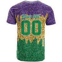 Custom Mardi Gras Dripping T Shirt Baseball Sparkling Drip Motif - Wonder Print Shop