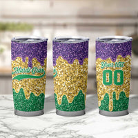Custom Mardi Gras Dripping Tumbler Cup Baseball Sparkling Drip Motif - Wonder Print Shop