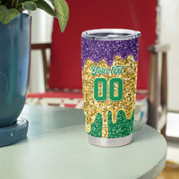 Custom Mardi Gras Dripping Tumbler Cup Baseball Sparkling Drip Motif - Wonder Print Shop