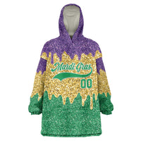 Custom Mardi Gras Dripping Wearable Blanket Hoodie Baseball Sparkling Drip Motif - Wonder Print Shop