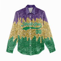 Custom Mardi Gras Dripping Women Casual Shirt Baseball Sparkling Drip Motif - Wonder Print Shop