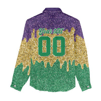 Custom Mardi Gras Dripping Women Casual Shirt Baseball Sparkling Drip Motif - Wonder Print Shop