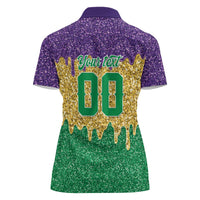 Custom Mardi Gras Dripping Women Polo Shirt Baseball Sparkling Drip Motif - Wonder Print Shop