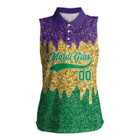 Custom Mardi Gras Dripping Women Sleeveless Polo Shirt Baseball Sparkling Drip Motif - Wonder Print Shop
