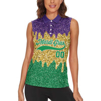 Custom Mardi Gras Dripping Women Sleeveless Polo Shirt Baseball Sparkling Drip Motif - Wonder Print Shop