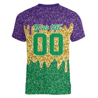 Custom Mardi Gras Dripping Women V-Neck T-Shirt Baseball Sparkling Drip Motif - Wonder Print Shop