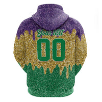 Custom Mardi Gras Dripping Zip Hoodie Baseball Sparkling Drip Motif - Wonder Print Shop