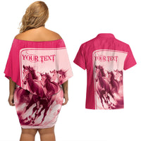 Kentucky Horse Racing Personalized Couples Matching Off Shoulder Short Dress and Hawaiian Shirt Pink Out LT9 - Wonder Print Shop