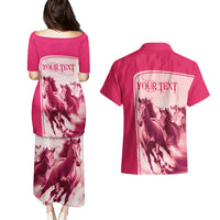 Kentucky Horse Racing Personalized Couples Matching Puletasi and Hawaiian Shirt Pink Out LT9 - Wonder Print Shop