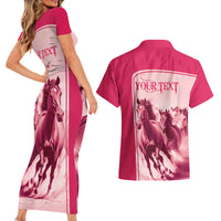 Kentucky Horse Racing Personalized Couples Matching Short Sleeve Bodycon Dress and Hawaiian Shirt Pink Out LT9 - Wonder Print Shop