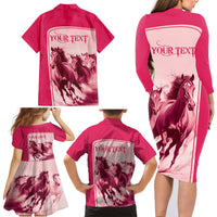 Kentucky Horse Racing Personalized Family Matching Long Sleeve Bodycon Dress and Hawaiian Shirt Pink Out LT9 - Wonder Print Shop