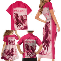 Kentucky Horse Racing Personalized Family Matching Short Sleeve Bodycon Dress and Hawaiian Shirt Pink Out - Wonder Print Shop