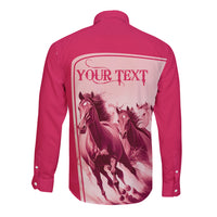 Kentucky Horse Racing Personalized Long Sleeve Button Shirt Pink Out - Wonder Print Shop