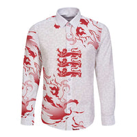 Custom England Rugby Pride Long Sleeve Button Shirt Tudor Rose Flame Fire Style