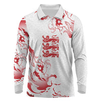 Custom England Rugby Pride Long Sleeve Polo Shirt Tudor Rose Flame Fire Style