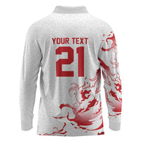 Custom England Rugby Pride Long Sleeve Polo Shirt Tudor Rose Flame Fire Style
