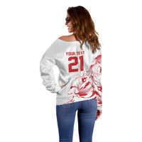 Custom England Rugby Pride Off Shoulder Sweater Tudor Rose Flame Fire Style