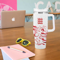 Custom England Rugby Pride Tumbler With Handle Tudor Rose Flame Fire Style