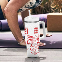 Custom England Rugby Pride Tumbler With Handle Tudor Rose Flame Fire Style