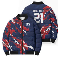 Custom France Rugby Pride Bomber Puffer Jacket XV de France Flame Fire Style
