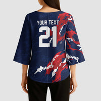 Custom France Rugby Pride Kimono Sleeve Blouse XV de France Flame Fire Style