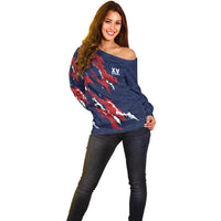 Custom France Rugby Pride Off Shoulder Sweater XV de France Flame Fire Style