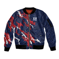 Custom France Rugby Pride Sleeve Zip Bomber Jacket XV de France Flame Fire Style
