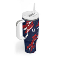Custom France Rugby Pride Tumbler With Handle XV de France Flame Fire Style