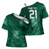 Custom Ireland Rugby Pride Cross Shoulder Shirt Celtic Shamrock Flame Fire Style