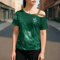Custom Ireland Rugby Pride Cross Shoulder Shirt Celtic Shamrock Flame Fire Style