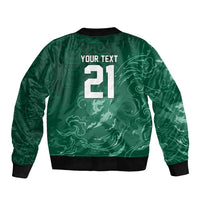 Custom Ireland Rugby Pride Sleeve Zip Bomber Jacket Celtic Shamrock Flame Fire Style