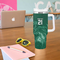 Custom Ireland Rugby Pride Tumbler With Handle Celtic Shamrock Flame Fire Style
