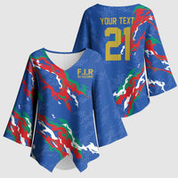 Custom Italy Rugby Pride Kimono Sleeve Blouse Gli Azzurri Flame Fire Style