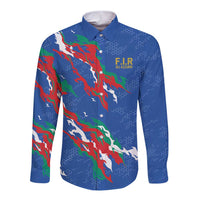 Custom Italy Rugby Pride Long Sleeve Button Shirt Gli Azzurri Flame Fire Style