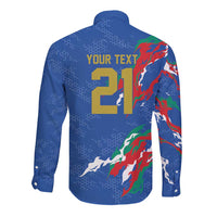 Custom Italy Rugby Pride Long Sleeve Button Shirt Gli Azzurri Flame Fire Style
