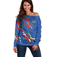 Custom Italy Rugby Pride Off Shoulder Sweater Gli Azzurri Flame Fire Style