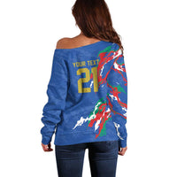 Custom Italy Rugby Pride Off Shoulder Sweater Gli Azzurri Flame Fire Style