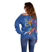 Custom Italy Rugby Pride Off Shoulder Sweater Gli Azzurri Flame Fire Style