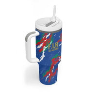 Custom Italy Rugby Pride Tumbler With Handle Gli Azzurri Flame Fire Style