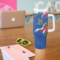 Custom Italy Rugby Pride Tumbler With Handle Gli Azzurri Flame Fire Style
