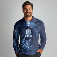 Custom Scotland Rugby Pride Long Sleeve Polo Shirt Thistle Flame Fire Style