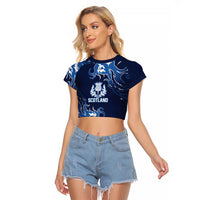 Custom Scotland Rugby Pride Raglan Cropped T Shirt Thistle Flame Fire Style