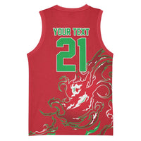 Custom Wales Rugby Pride Basketball Jersey Cymru Three feathers Flame Fire Style