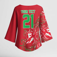 Custom Wales Rugby Pride Kimono Sleeve Blouse Cymru Three feathers Flame Fire Style