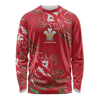 Custom Wales Rugby Pride Long Sleeve Shirt Cymru Three feathers Flame Fire Style